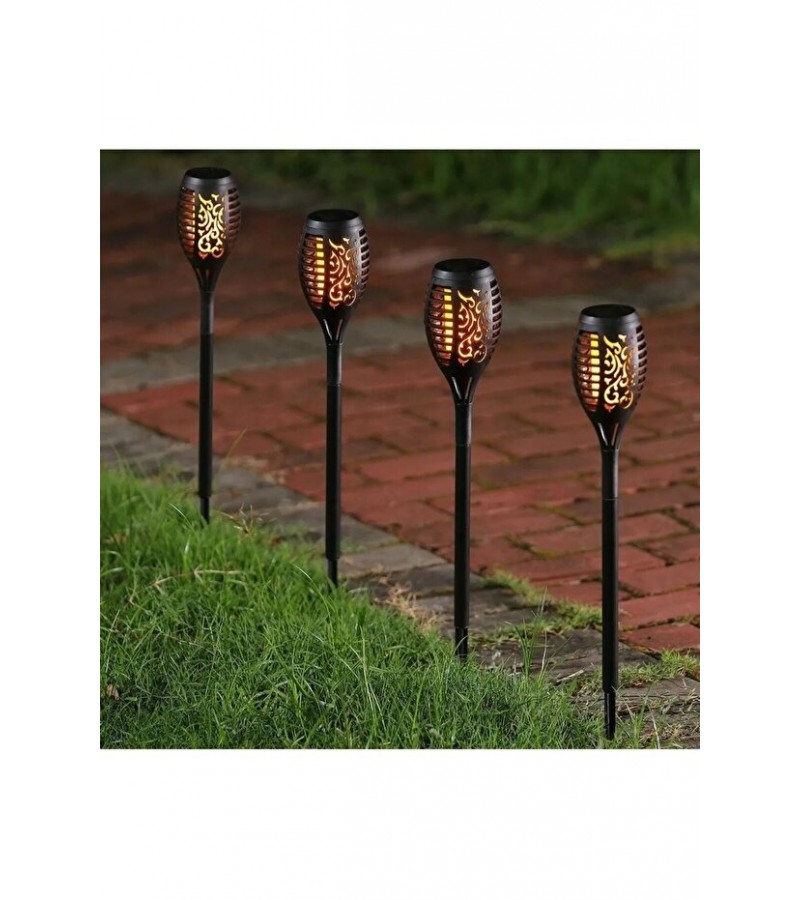 Alev Efektli Solar Led Güneş Enerjili Bahçe Lambası Aydınlatması Armatür 50 Cm