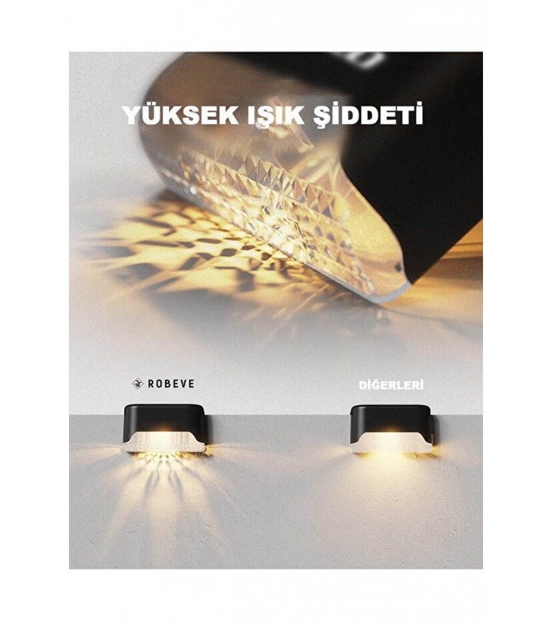 4 Adet L Solar Led Güneş Enerjili Su Geçirmez Köşebent Led Işık Merdiven Veranda Bahçe Aydınlatma