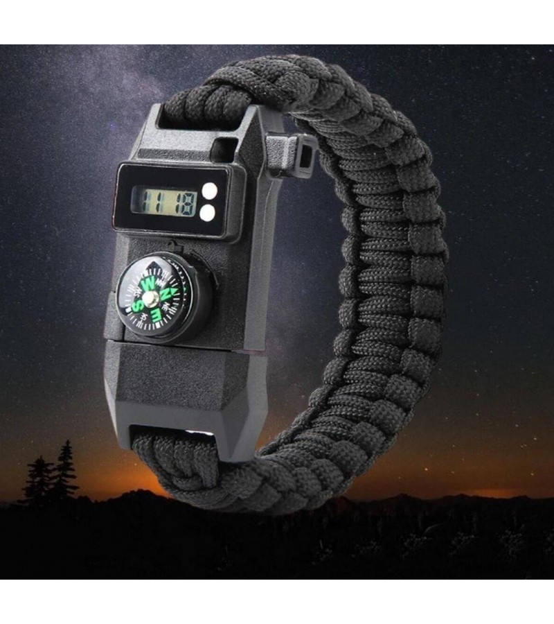 Paracord Dijital Saat Düdük Hayatta Kalma Kamp Bilekliği