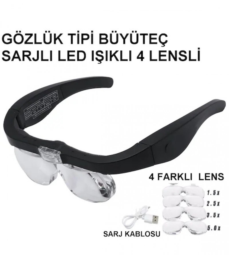 Nikula- Şarjlı gözlük Büyüteç  4 Farklı Lens -11537dc