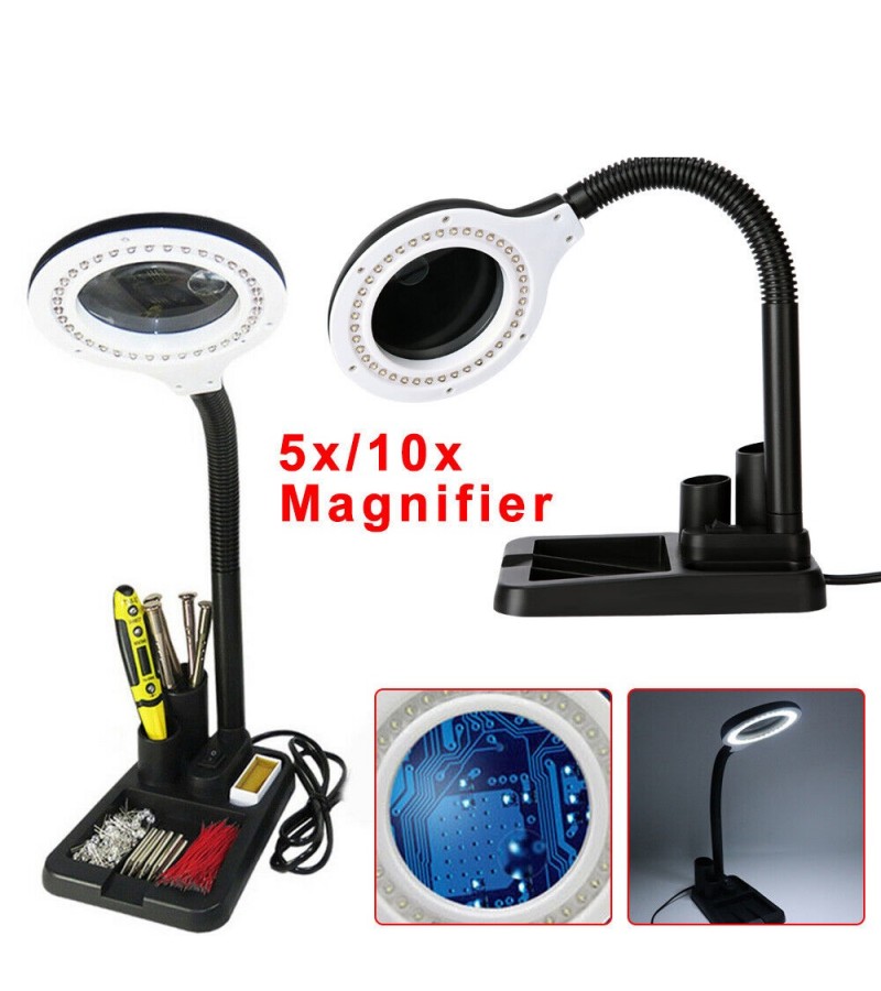 Nikula-Esnek 5X /10x,40 LED ışıklı büyüteç ,lamba  büyüteç okuma, çalışma lehim masa lambası A808