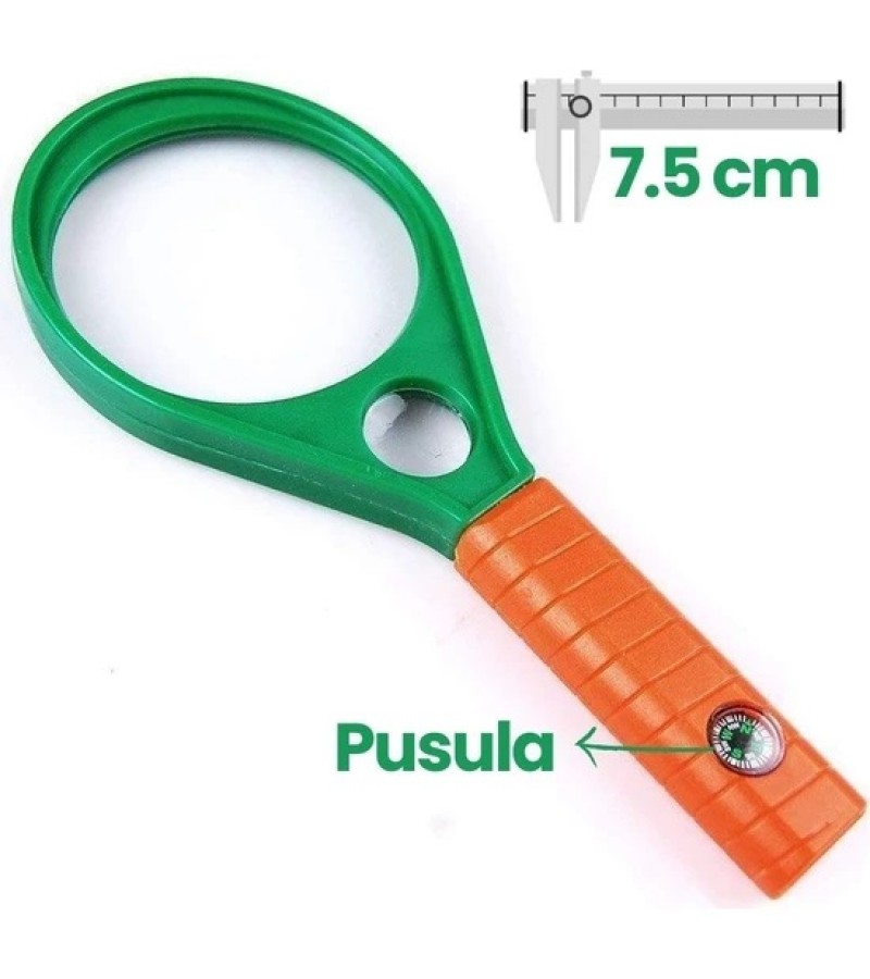 Nikula- Optik Cam El Büyüteç 65MM 6x 4x Pusulalı Çocuklar ve Yetişkinler MG89075
