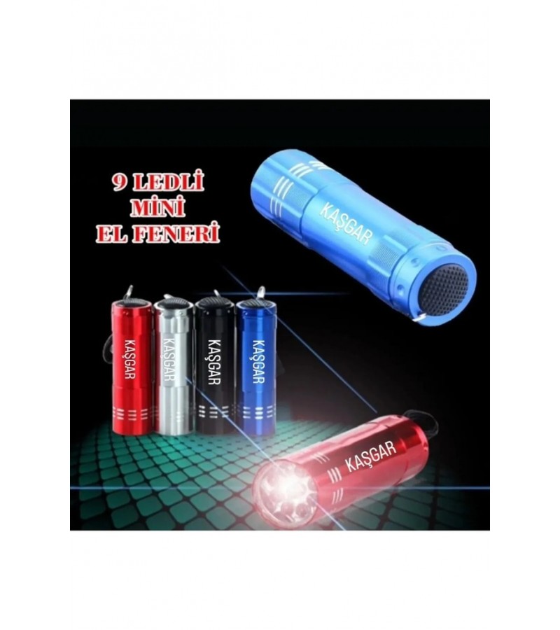 Süper Parlak 9 Ledli Metal Mini El Feneri