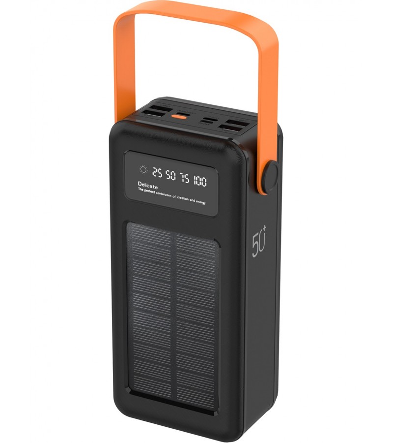 Acl 50000 Mah Powerbank Göstergeli Powerbank Solar Fenerli Güneş Enerjili Type C - Lightning - Micro USB - USB Kablolu