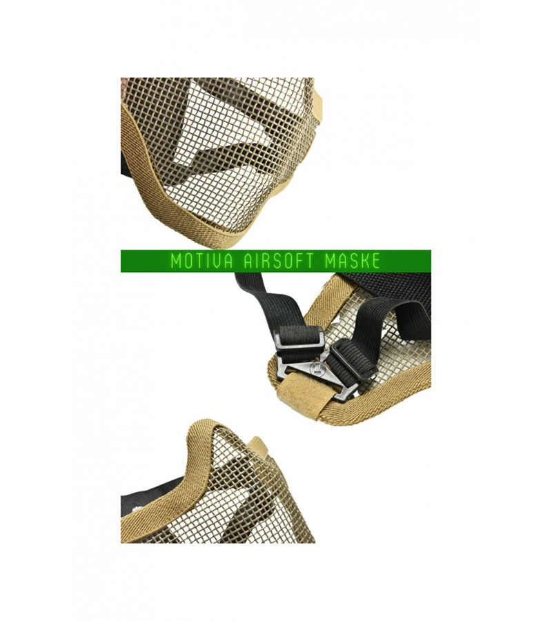 Airsoft Yüz Maskesi Tan Ghost Koruyucu Pro Çelik Tel Maske