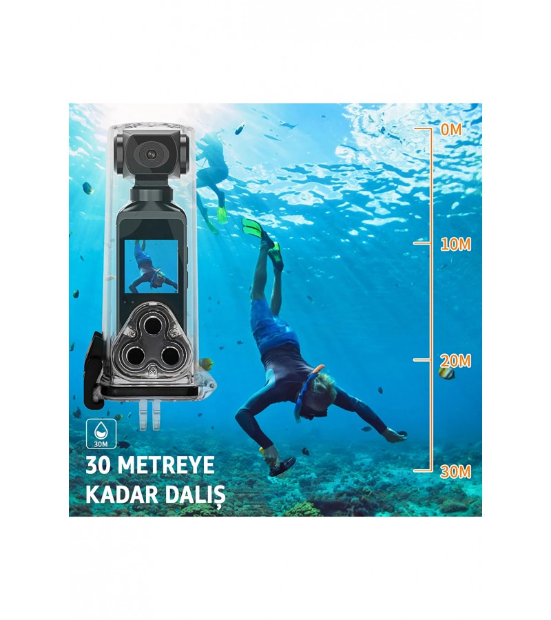 4K Ultra HD Aksiyon Kamerası – 270° Geniş Açı - Döner Klips - Su Geçirmez Kılıf - WiFi Kamera