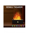 Şömine Aroma Difüzör ve Hava Nemlendirici – RGB Alev Efektli Ultrasonik Buhar Makinesi, Aromaterapi