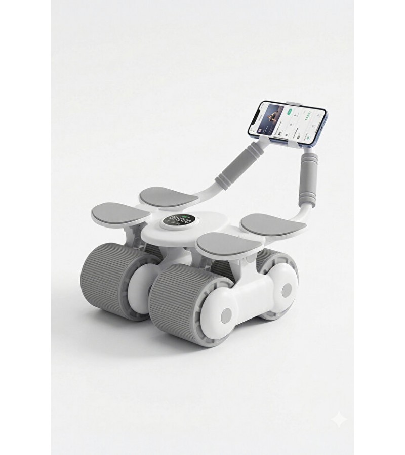 4 Tekerlekli Ab Roller Mekik Aleti – Telefon Tutuculu Karın Egzersiz Tekerleği | Ev Fitness Aleti