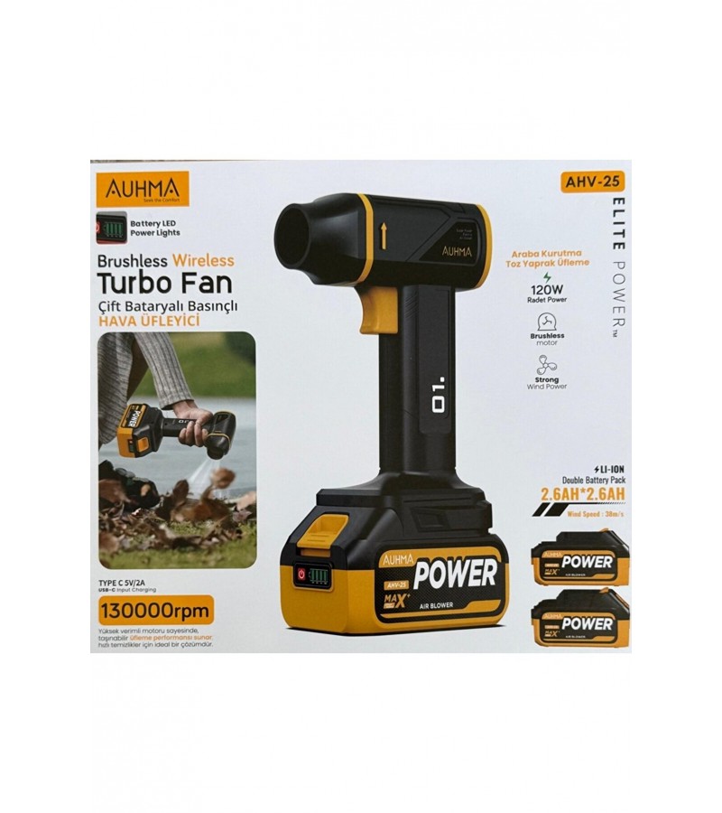 Ahv-25 Turbo Fan Gri – 130.000 Rpm Çift Batarya Turbo Elektrikli Hava Kompresörü