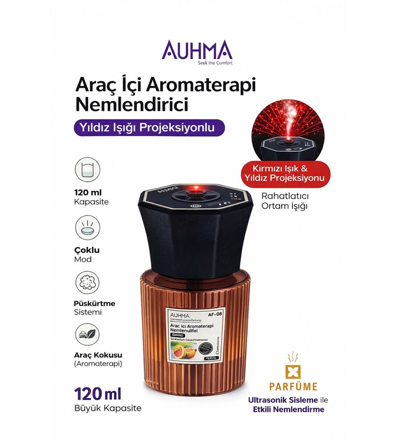 AF-08 Araç İçi Hava Nemlendirici & Koku Makinesi Ebony Esansı – 120ml Aromaterapi Difüzör Araç AF-08 Araç İçi Hava Nemlendirici & Koku Makinesi Ebony Esansı – 120ml Aromaterapi Difüzör Araç