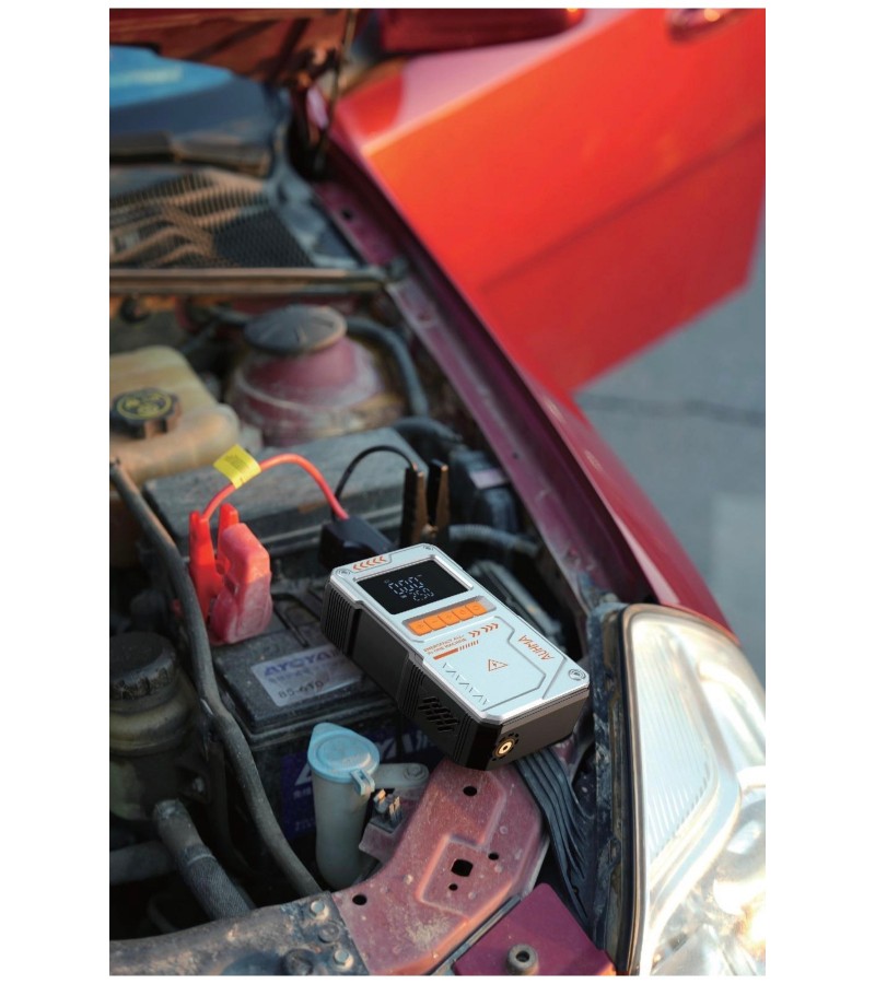 Jump Starter Auhma Akü 10.000 Mah Akü Takviye Cihazı 4'ü 1 Arada Powerbank, Çantalı Hava Kompresörü