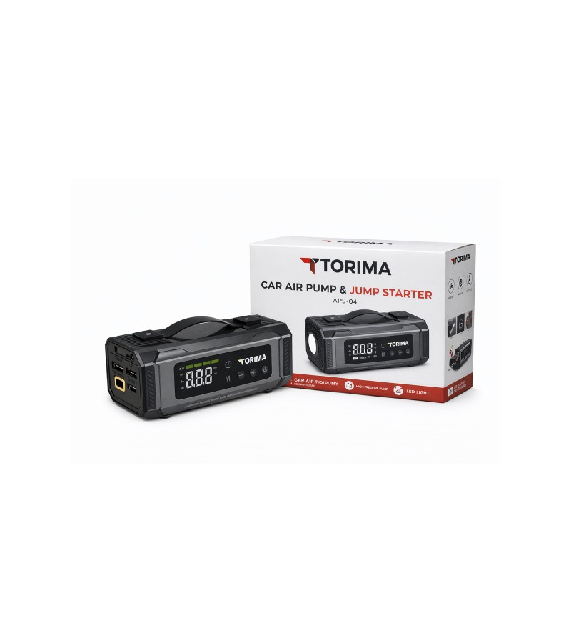 APS-04 10000mAh Akü Takviye Jump Starter + Dijital Hava Kompresörü + LED Fener APS-04 10000mAh Akü Takviye Jump Starter + Dijital Hava Kompresörü + LED Fener