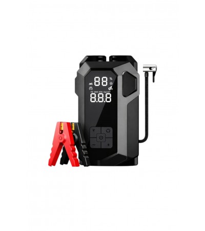 Taşınabilir Akü Takviyeli Kompresörlü Hava Pompası 4'ü 1 Arada 16.000 mAh Powerbank/Digital Fener