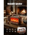 Güneş Enerjili Nostaljik Alev Efektli Şömine Tasarım Bluetooth Hoparlör Radyo