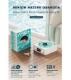 aves Nostalji Plak Çalar Bluetooth Subwoofer 3D Ses Dalgası Retro Müzik Plak Çalar beyaz