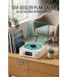 aves Nostalji Plak Çalar Bluetooth Subwoofer 3D Ses Dalgası Retro Müzik Plak Çalar beyaz