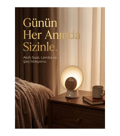 Ay Işığı Gece Işığı Kablosuz Şarj Ses Akıllı Ev Çalar Saat bluetooth Küçük Hoparlör