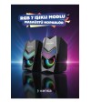 RGB Işıklı Masaüstü USB Hoparlör – 6W Stereo Ses, 1000 mAh Şarjlı, Bilgisayar & Laptop Uyumlu