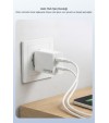 50W PD Çift Çıkışlı Hızlı Şarj Başlığı – USB-C + USB-A, Akıllı Güvenlik Çipli