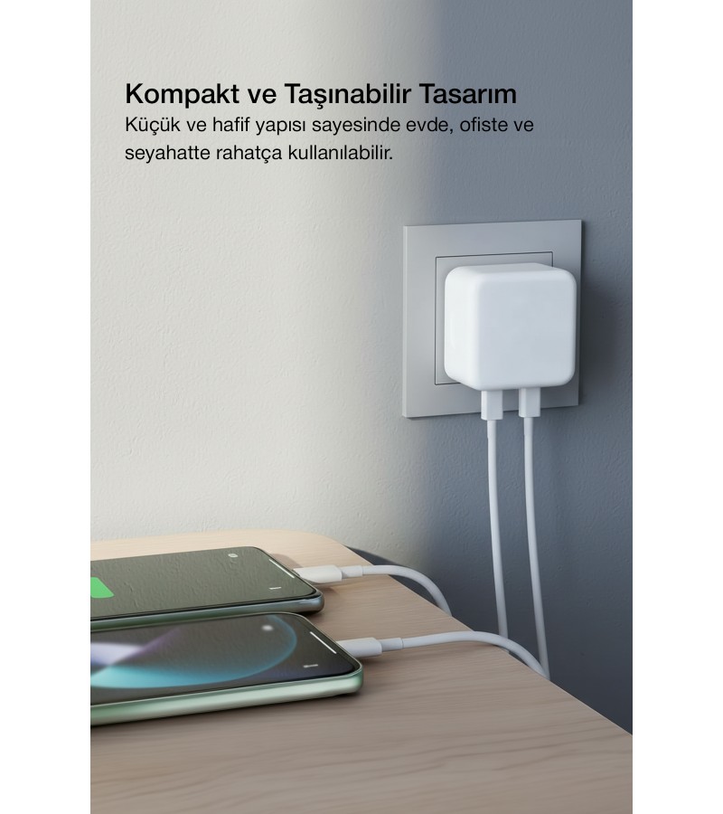 PD 50W Lightning Hızlı Şarj Başlığı + Kablo | iPhone Uyumlu Güç Koruma Çipli PD 50W Lightning Hızlı Şarj Başlığı + Kablo | iPhone Uyumlu Güç Koruma Çipli