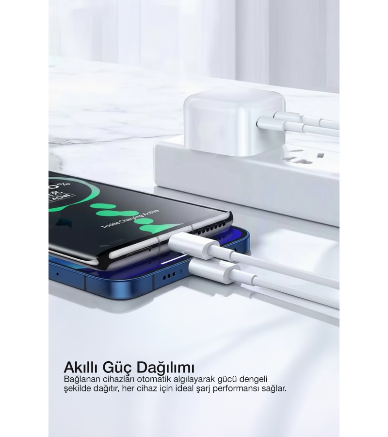 PD 50W Lightning Hızlı Şarj Başlığı + Kablo | iPhone Uyumlu Güç Koruma Çipli PD 50W Lightning Hızlı Şarj Başlığı + Kablo | iPhone Uyumlu Güç Koruma Çipli
