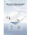 50W PD Hızlı Şarj Başlığı + USB-C to Lightning Kablo – iPhone Uyumlu, Akıllı Güvenlik Çipli,