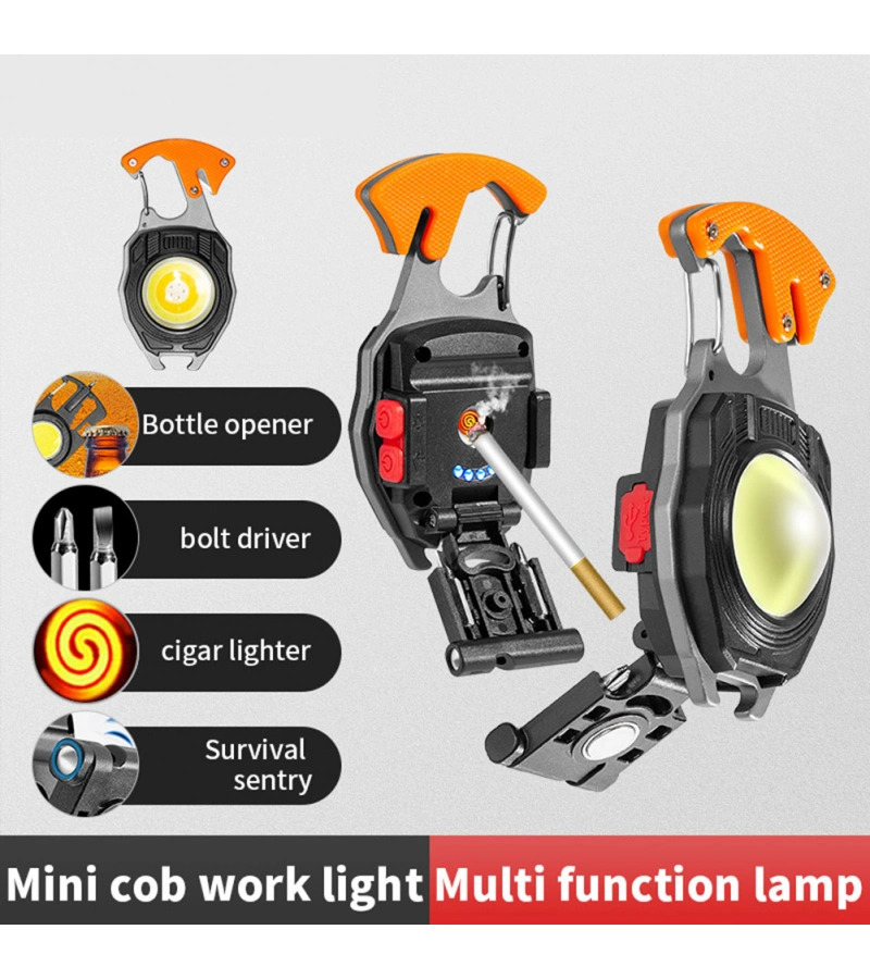 Ultra Güçlü Led Karabina Combat 12 Mod Kamp Fener Çakmak Düdük Bıçak Type-C 3 Renk