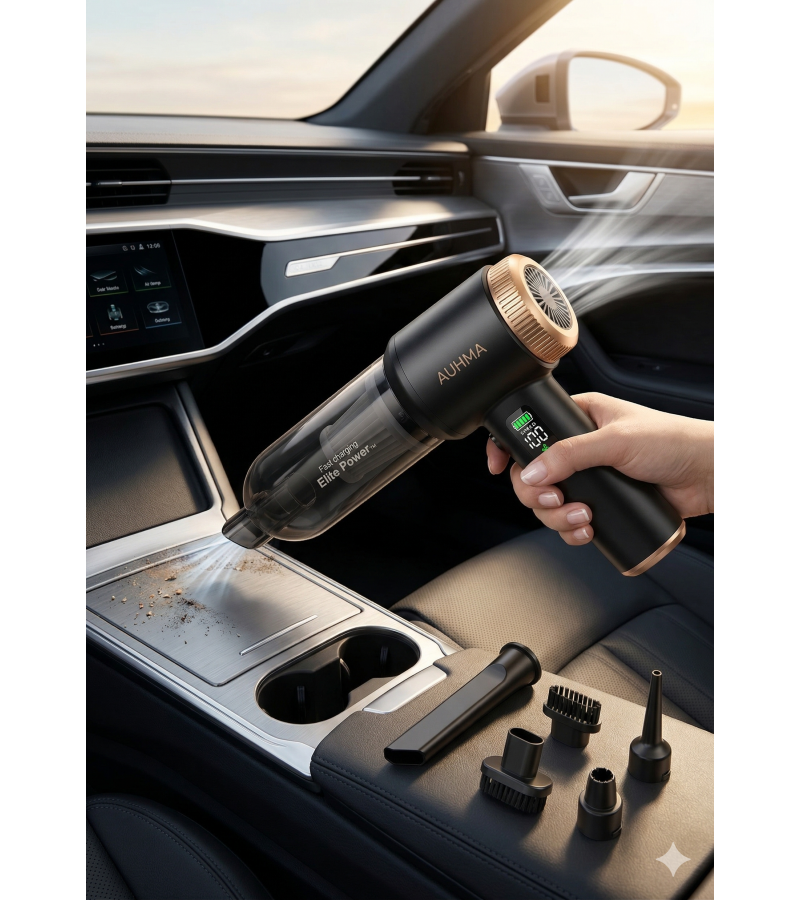 AUHMA AHV-42 Wireless Car Vacuum - Çift Fonksiyonlu (Vakum + Hava Üfleme) 18W Hızlı Şarj