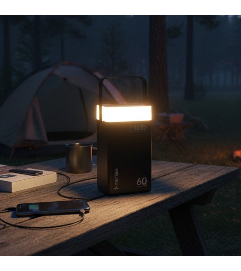 60.000 mAh Süper Kapasiteli LED Işıklı Powerbank – PD 30W / SCP 22.5W Hızlı Şarj, 3 Dahili Kablo, Dijital Ekran