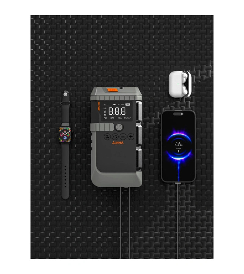 A7711 Jump Starter / Akü Takviye Cihazı | 12.000 mah 4'ü 1 Arada Powerbank, Hava Kompresörü, LCD Ekran, 1