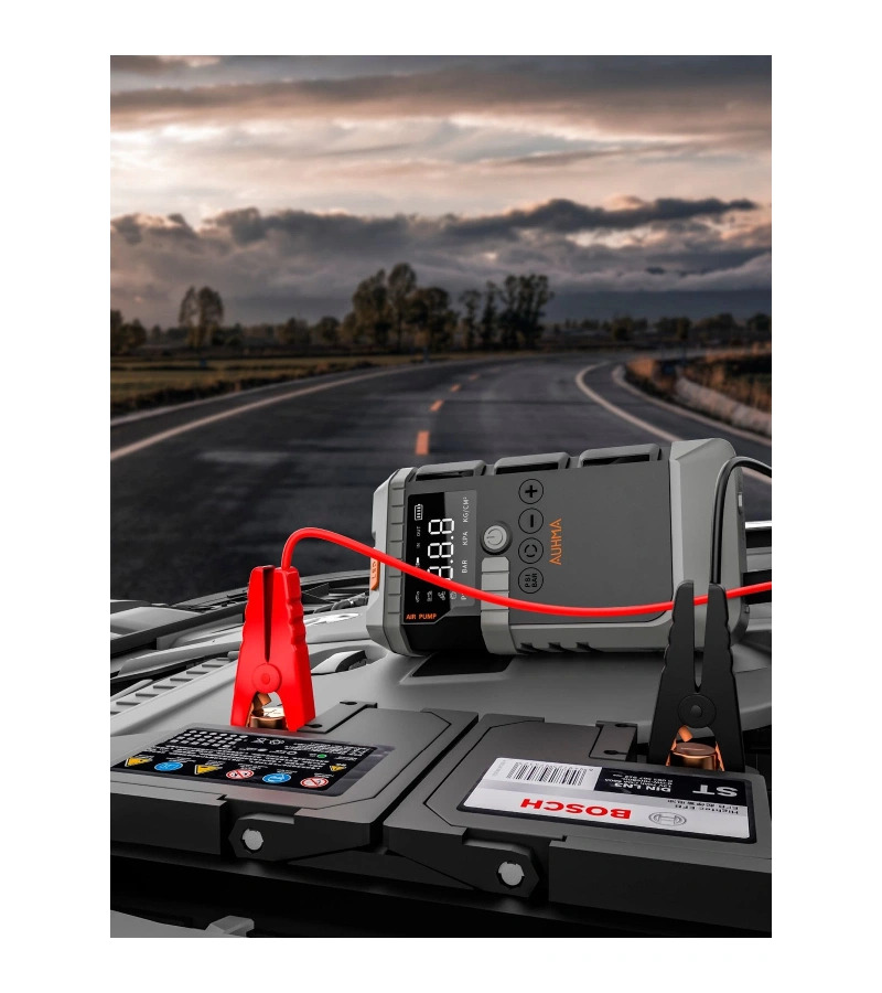 A7711 Jump Starter / Akü Takviye Cihazı | 12.000 mah 4'ü 1 Arada Powerbank, Hava Kompresörü, LCD Ekran, 1