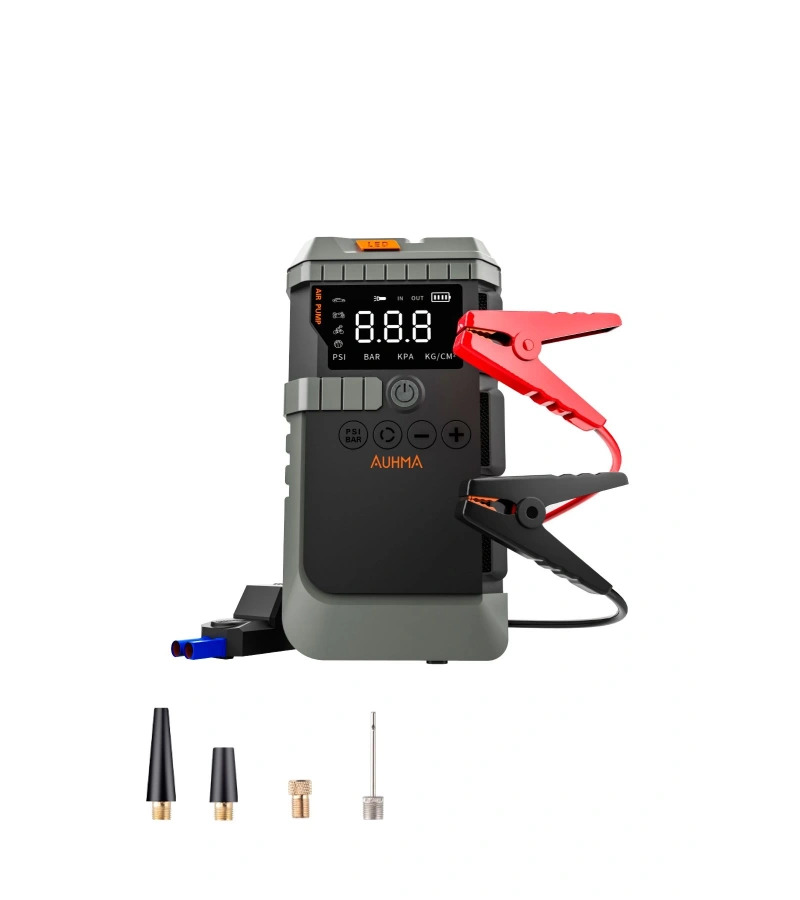 A7711 Jump Starter / Akü Takviye Cihazı | 12.000 mah 4'ü 1 Arada Powerbank, Hava Kompresörü, LCD Ekran, 1