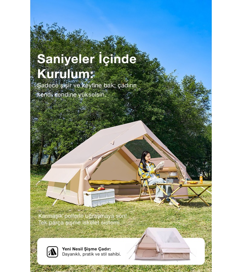6 Kişilik Şişme Kamp Çadırı - 8 m² Geniş Yaşam Alanı 6 Kişilik Şişme Kamp Çadırı - 8 m² Geniş Yaşam Alanı