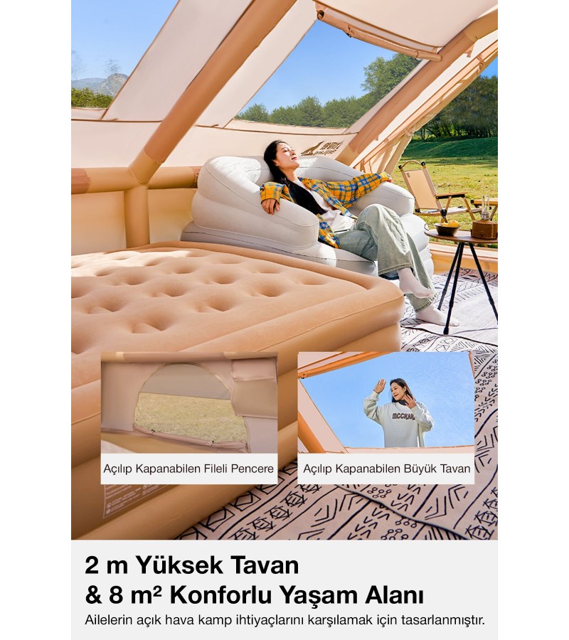 6 Kişilik Şişme Kamp Çadırı - 8 m² Geniş Yaşam Alanı 6 Kişilik Şişme Kamp Çadırı - 8 m² Geniş Yaşam Alanı