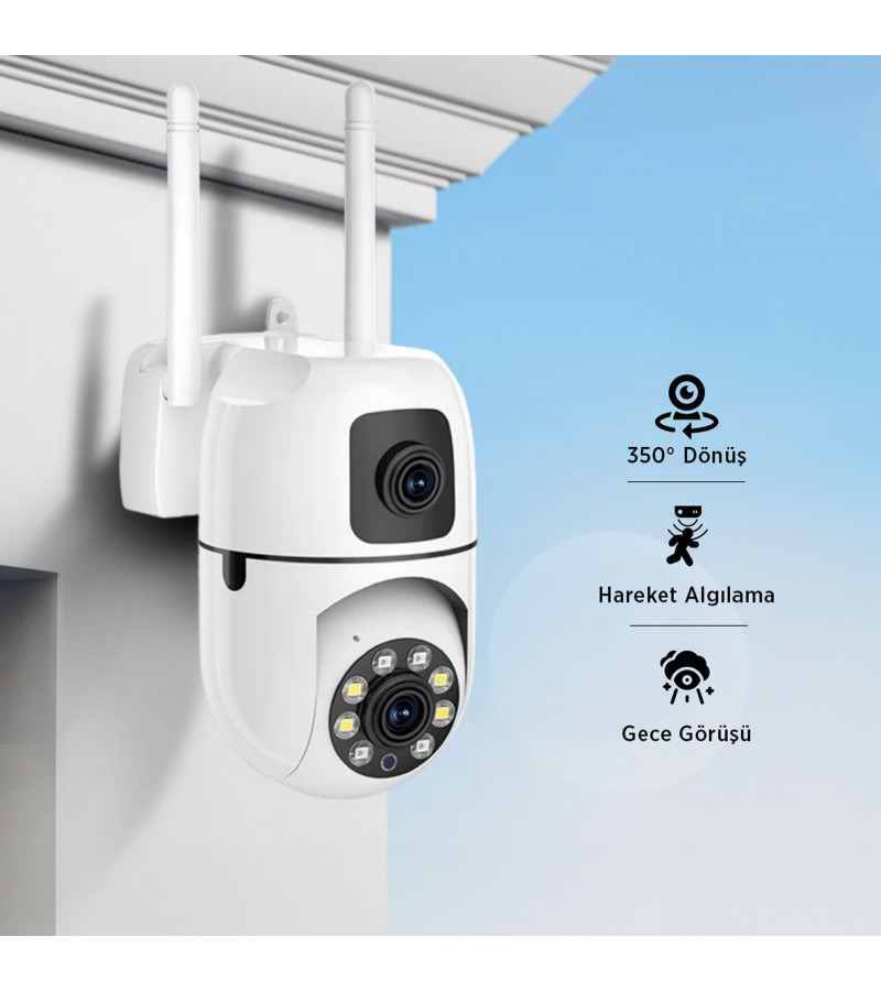 8MP Çift Lensli Wi-Fi Akıllı Güvenlik Kamerası (İki Yönlü Sesli Görüşme & Otomatik Takip Özellikli)