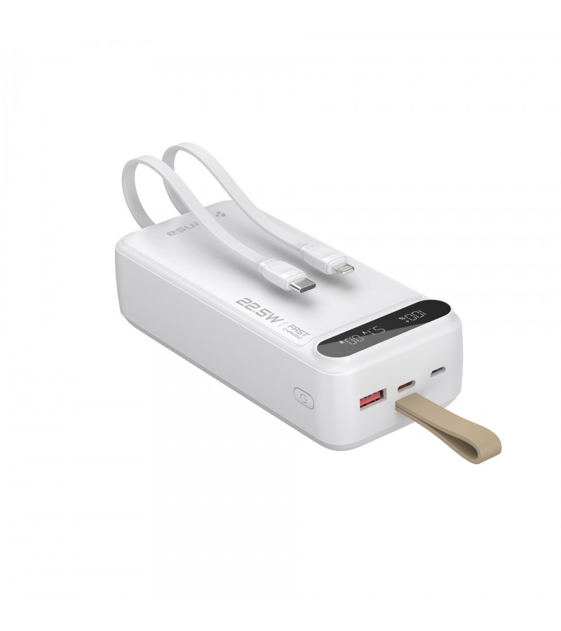 30.000 mAh Hızlı Şarj Powerbank - 22.5W SCP, 20W PD + QC, Dahili USB-C & Lightning Kablolar, USB-C & USB-A Portlu Hızlı Şarj