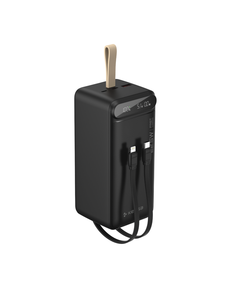 50.000 mAh Hızlı Şarj Powerbank - 22.5W SCP, 20W PD + QC, Dahili USB-C & Lightning Kablolar, USB-C & USB-A Portlu Hızlı Şarj
