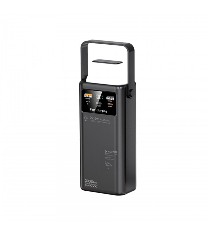 30.000 mAh Çok Fonksiyonlu Powerbank – 22.5W Hızlı Şarj, LCD Ekran, Dahili Kablolar, Güçlü LED Fener, Taşıma Kolu, Outdoor Kullanıma Uygun