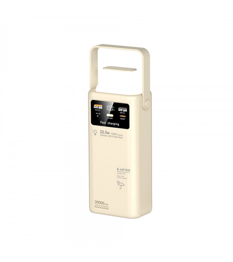 30.000 mAh Çok Fonksiyonlu Powerbank – 22.5W Hızlı Şarj, LCD Ekran, Dahili Kablolar, Güçlü LED Fener, Taşıma Kolu, Outdoor Kullanıma Uygun
