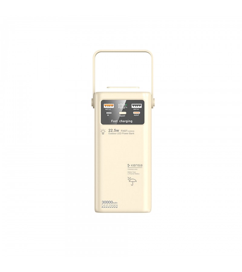 30.000 mAh Çok Fonksiyonlu Powerbank – 22.5W Hızlı Şarj, LCD Ekran, Dahili Kablolar, Güçlü LED Fener, Taşıma Kolu, Outdoor Kullanıma Uygun
