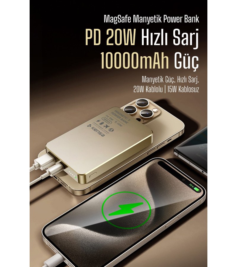 Magnetic X KP-109 MagSafe Uyumlu 10000mAh Powerbank