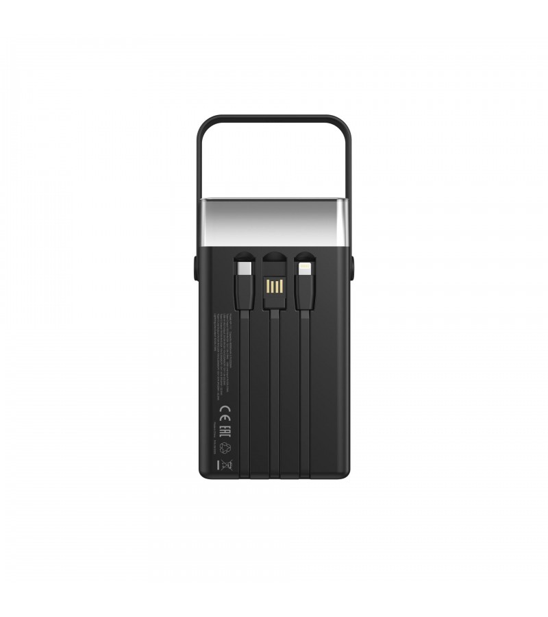 60.000 mAh Süper Kapasiteli LED Işıklı Powerbank – PD 30W / SCP 22.5W Hızlı Şarj, 3 Dahili Kablo, Dijital Ekran