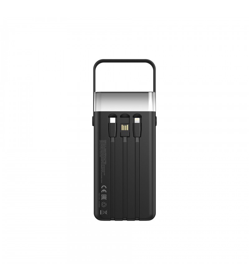 80.000 mAh Süper Kapasiteli LED Işıklı Powerbank – PD 30W / SCP 22.5W Hızlı Şarj, 3 Dahili Kablo, Dijital Ekran