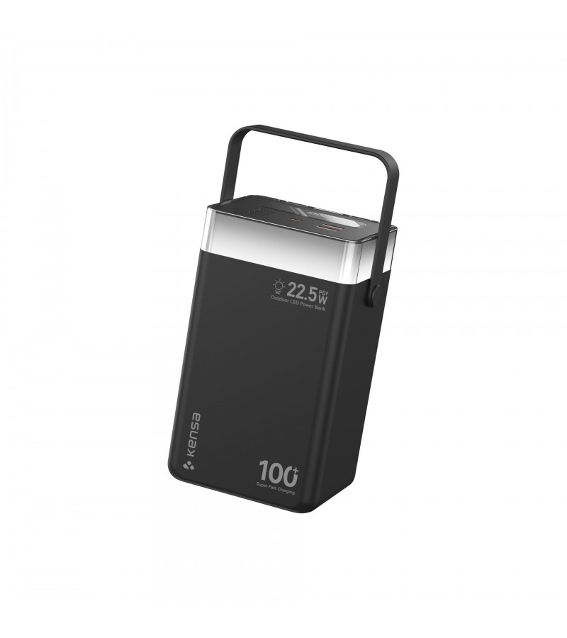 100.000 mAh Süper Kapasiteli LED Işıklı Powerbank – PD 30W / SCP 22.5W Hızlı Şarj, 3 Dahili Kablo, Dijital Ekran