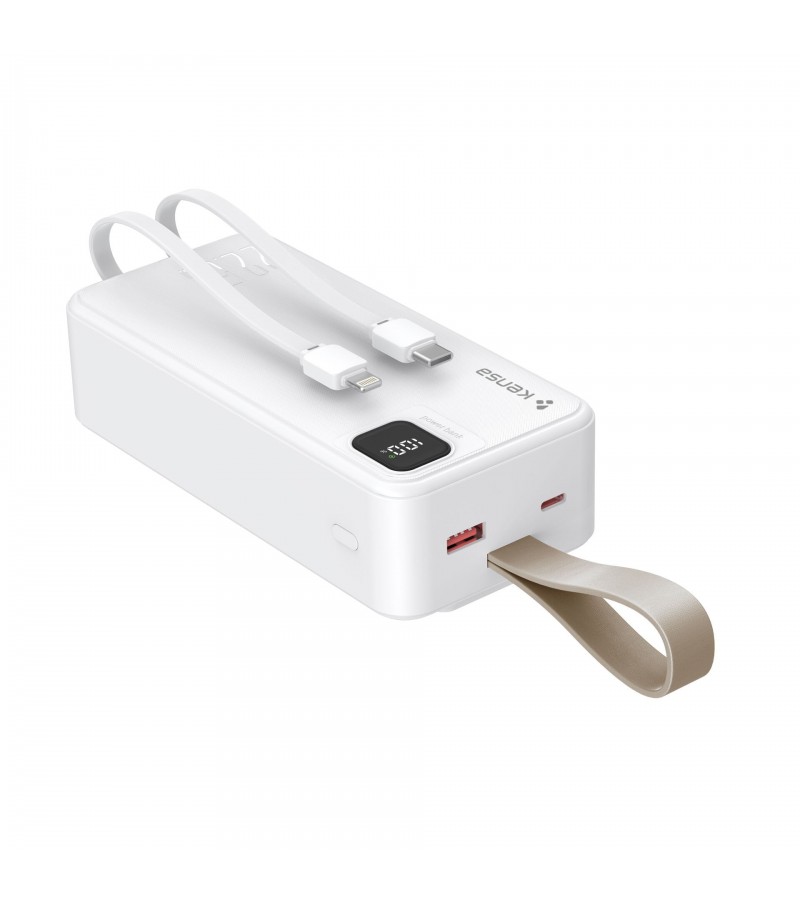 30.000 mAh Hızlı Şarj Powerbank - 22.5W SCP, 20W PD + QC, Dahili USB-C & Lightning Kablolar, USB-C & USB-A Portlu Hızlı Şarj