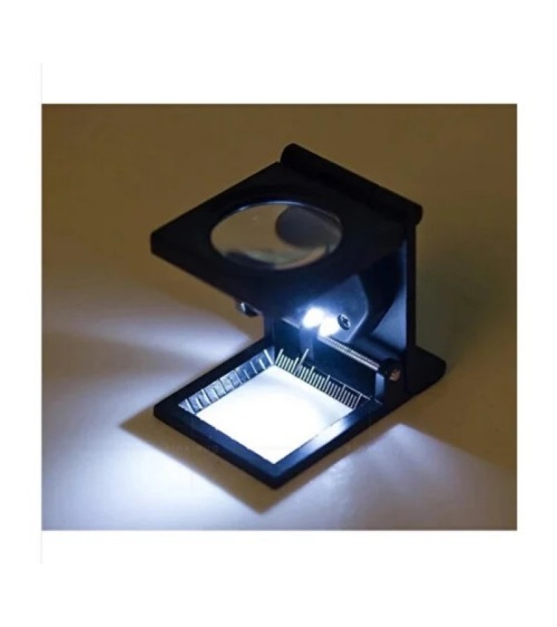 Nikula-28x28 Mm Katlanır Sayaçlı Metal Lüp, 2 LED Işıklı Büyüteç Tekstil Th9005A