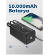 50.000 mAh Hızlı Şarj Powerbank - 22.5W SCP, 20W PD + QC, Dahili USB-C & Lightning Kablolar, USB-C & USB-A Portlu Hızlı Şarj
