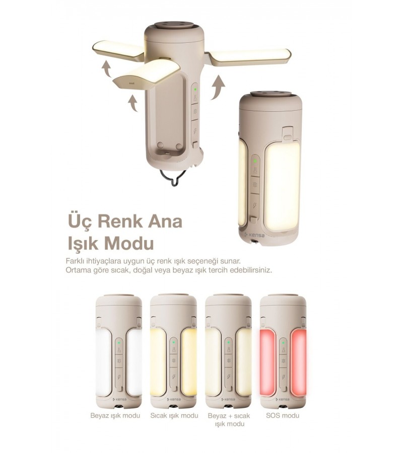 10.000 mAh Çok Fonksiyonlu LED Kamp Lambası – Powerbank Özellikli Taşınabilir Fener, Çoklu Aydınlatma Modu, Acil Durum Işığı