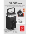 60.000 mAh Süper Kapasiteli LED Işıklı Powerbank – PD 30W / SCP 22.5W Hızlı Şarj, 3 Dahili Kablo, Dijital Ekran