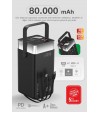 80.000 mAh Süper Kapasiteli LED Işıklı Powerbank – PD 30W / SCP 22.5W Hızlı Şarj, 3 Dahili Kablo, Dijital Ekran